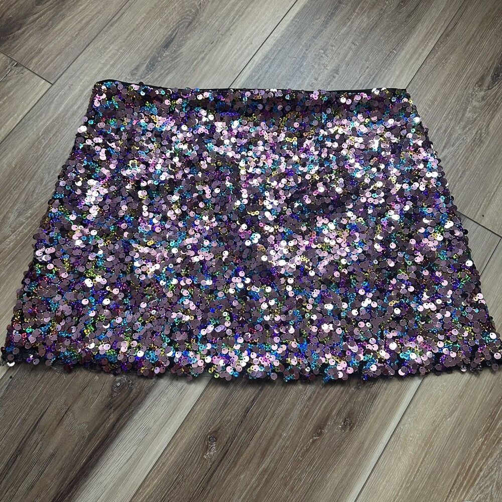 Urban Outfitters Rainbow Sequin Mini Skirt Size S Sparkly Party Festival Disco